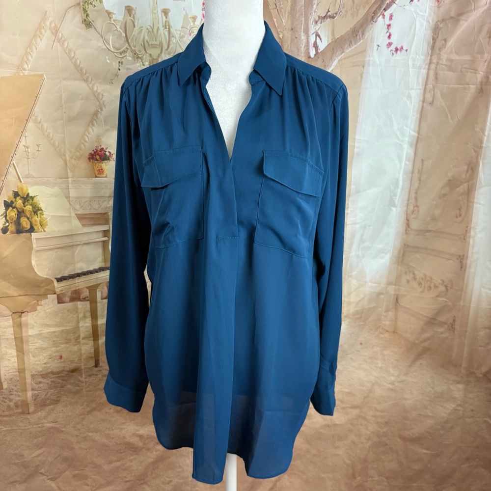 NEW Ann Taylor Collar Elegant Blue Women's Top